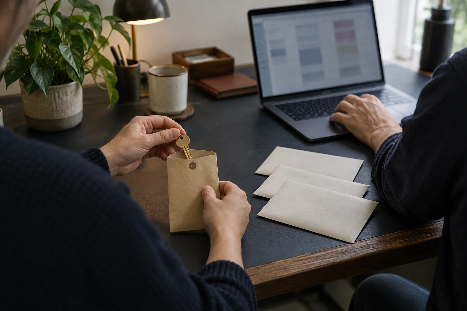 Support coordinators managing a service member's keys, mail, and household schedule